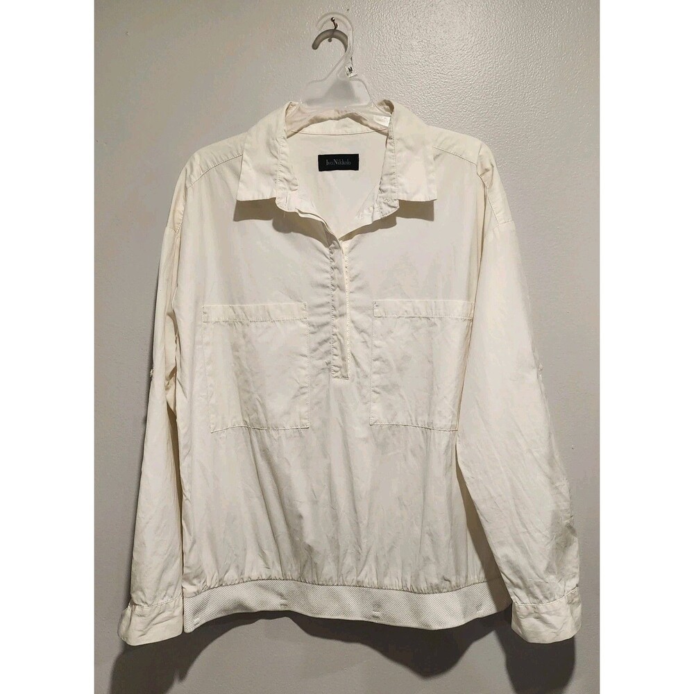 Ivo Nikkolo 100% Cotton Collared Shirt Elastic Waistband Roll Tab Sleeves 44EU